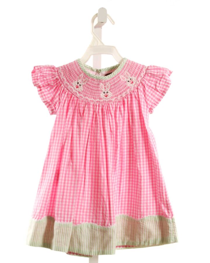 LIL CACTUS  HOT PINK  GINGHAM SMOCKED DRESS