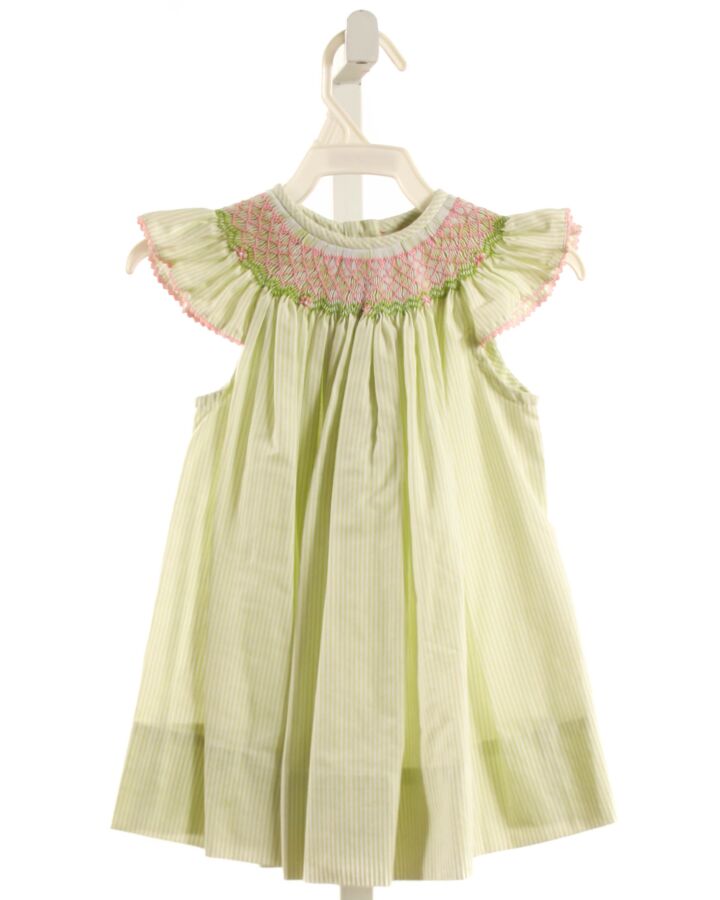 AMANDA REMEMBERED  LIME GREEN  STRIPED SMOCKED DRESS