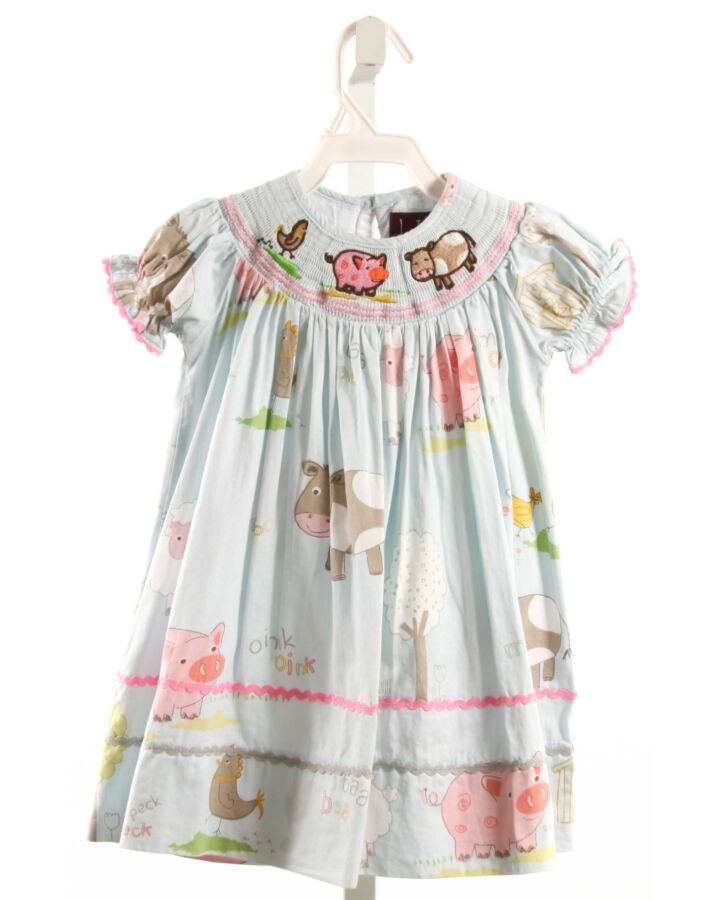 LIL CACTUS  LT BLUE  PRINT SMOCKED DRESS