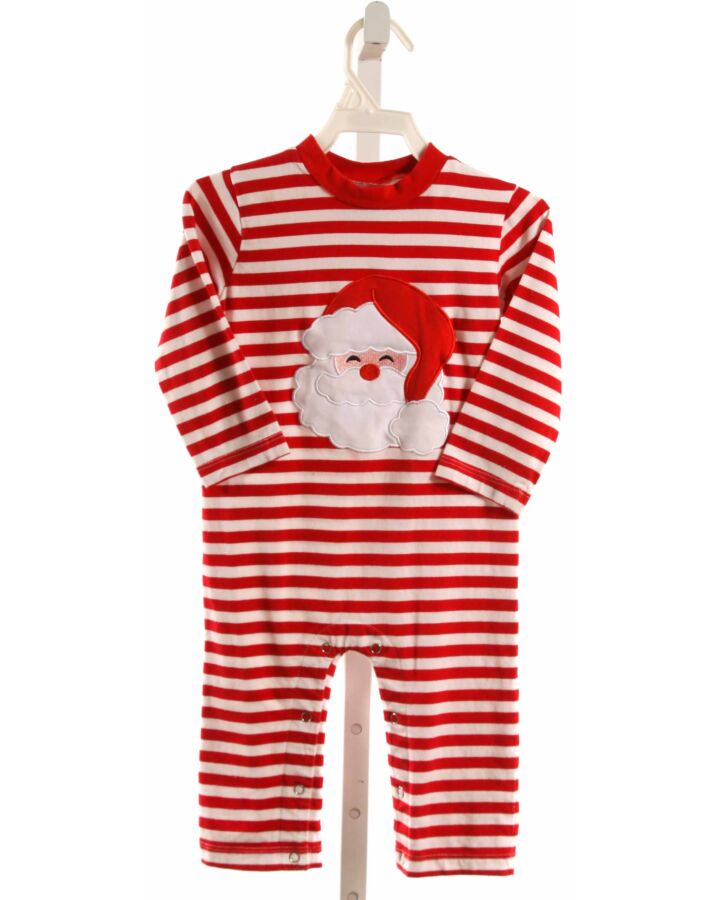 STITCHY FISH  RED  STRIPED APPLIQUED KNIT ROMPER