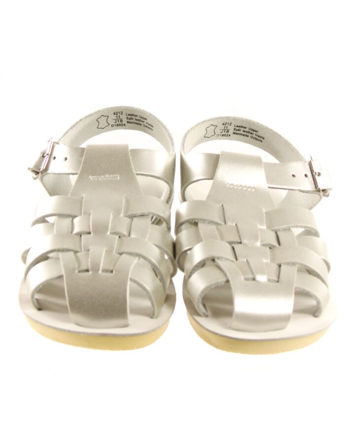 SUN SANS/ SALTWATER SANDALS SILVER SANDALS  *EUC SIZE TODDLER 11