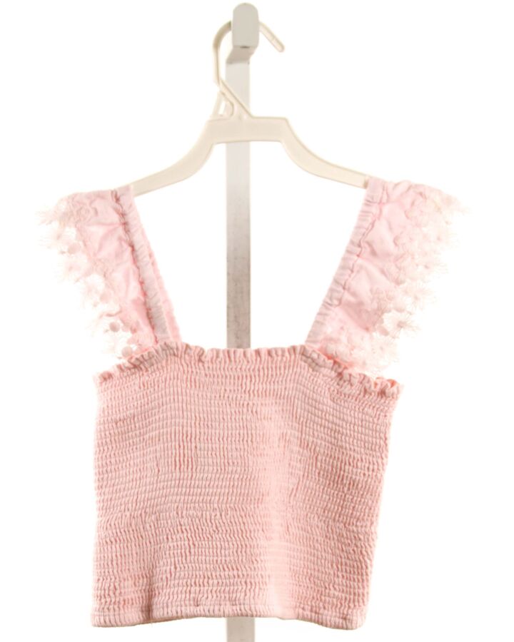 PEIXOTO  LT PINK   SMOCKED SLEEVELESS SHIRT WITH LACE TRIM