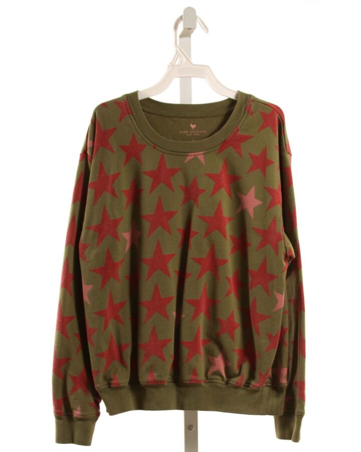 PINK CHICKEN  FOREST GREEN  PRINT  PULLOVER