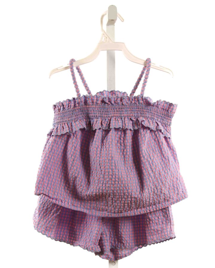 CREWCUTS  PURPLE SEERSUCKER WINDOWPANE SMOCKED 2-PIECE OUTFIT