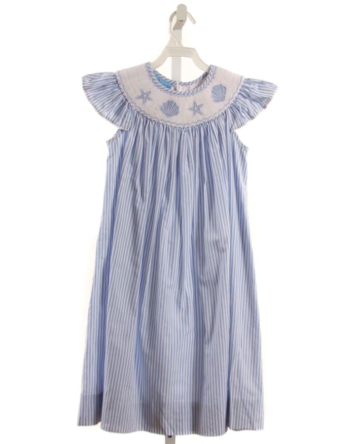 ANAVINI  LT BLUE  STRIPED SMOCKED DRESS