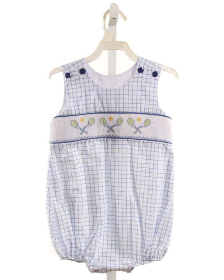 LULU BEBE  BLUE  WINDOWPANE SMOCKED BUBBLE