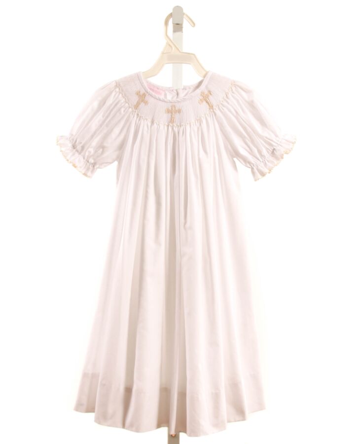 PETIT BEBE  WHITE   SMOCKED DRESS WITH PICOT STITCHING