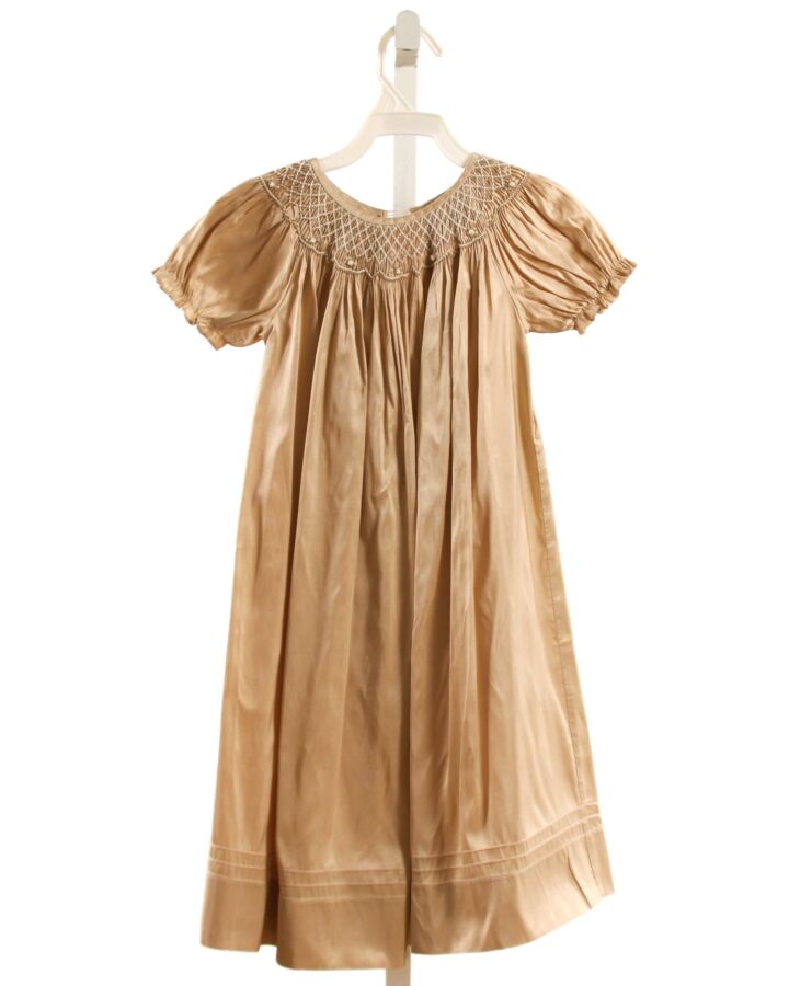 WILLBETH  GOLD SILK  SMOCKED DRESS