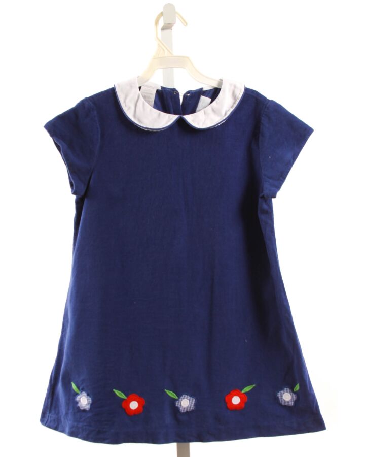 BETTI TERRELL  NAVY CORDUROY FLORAL APPLIQUED DRESS