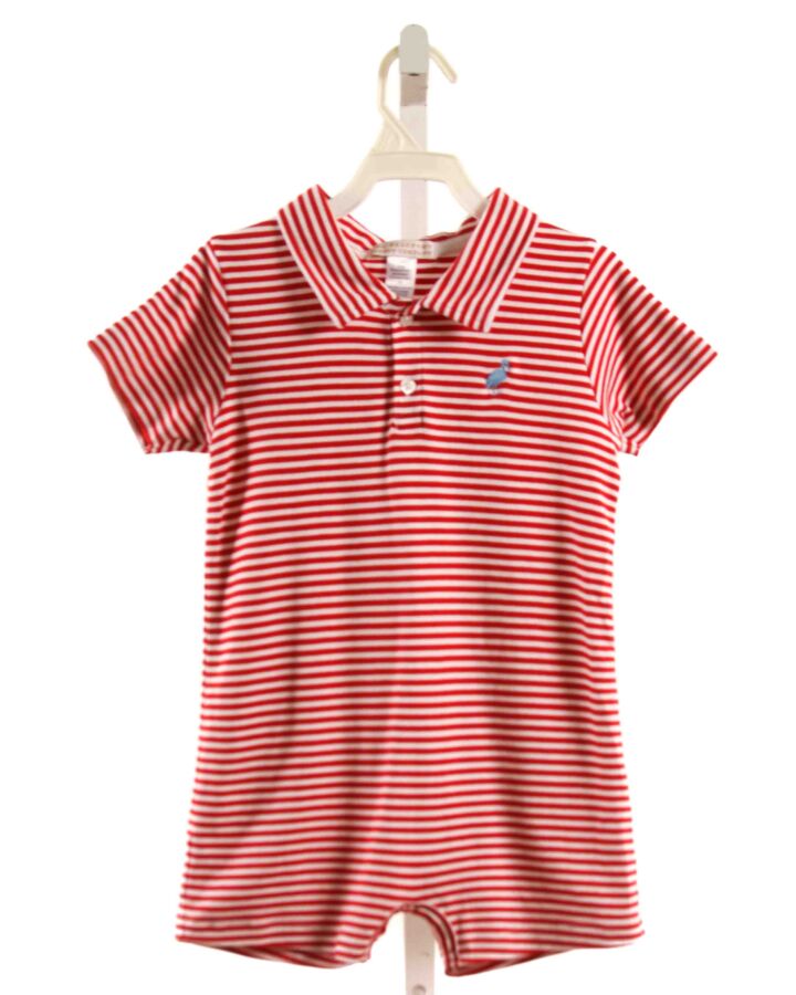 THE BEAUFORT BONNET COMPANY  RED  STRIPED  KNIT SHORTALL