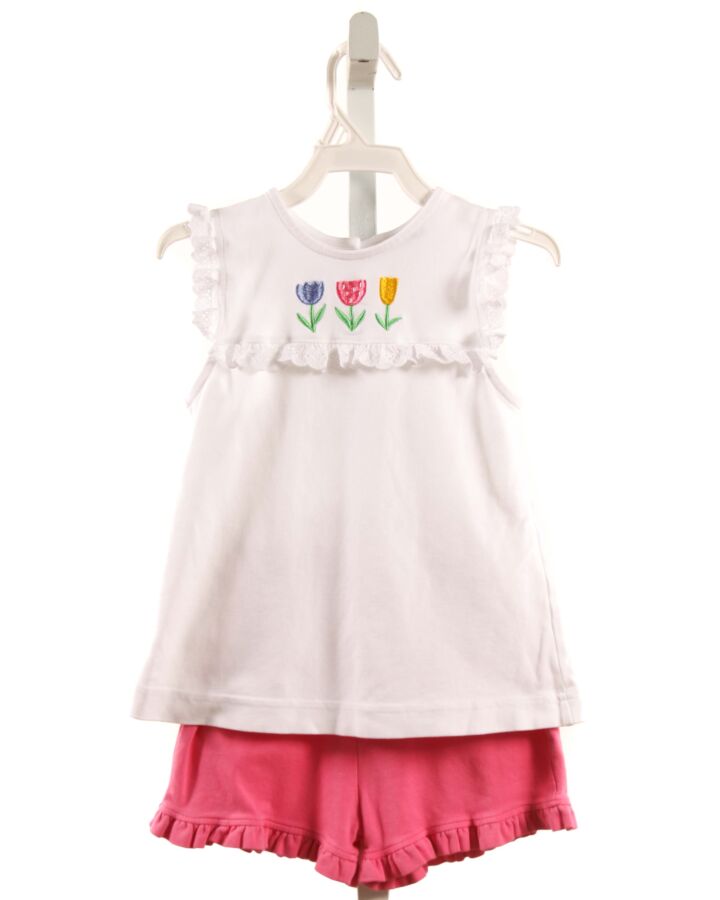 FLORENCE EISEMAN  WHITE  FLORAL EMBROIDERED 2-PIECE OUTFIT WITH EYELET TRIM