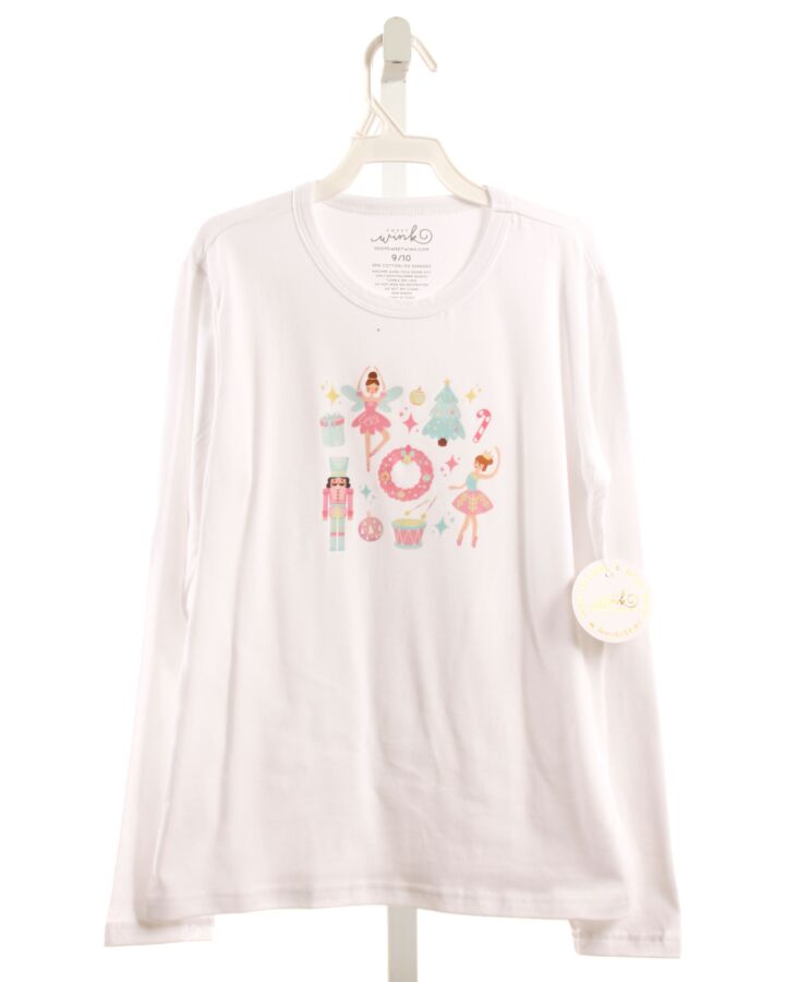 SWEET WINK  WHITE   PRINTED DESIGN KNIT LS SHIRT
