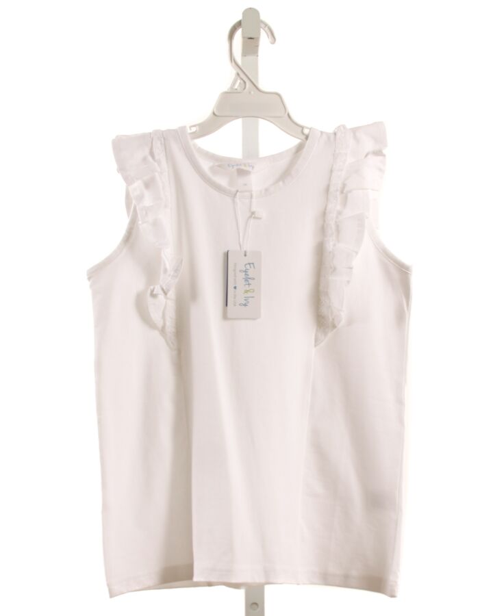 EYELET & IVY  WHITE    SLEEVELESS SHIRT WITH LACE TRIM
