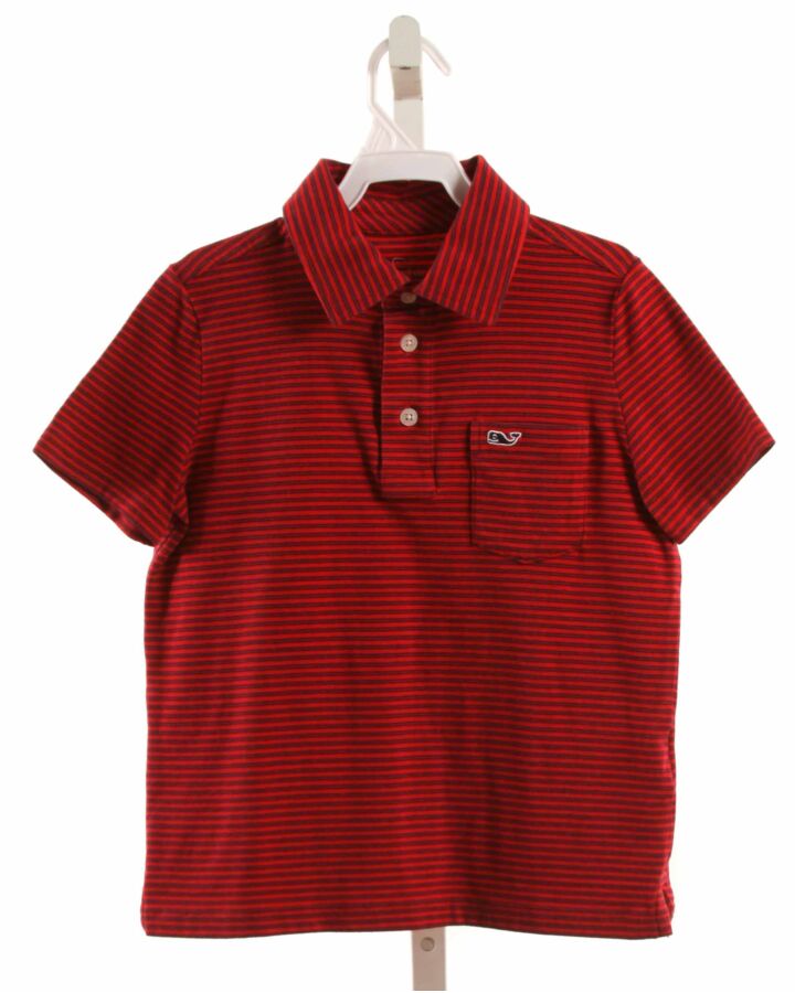 VINEYARD VINES RED STRIPED KNIT SS SHIRT