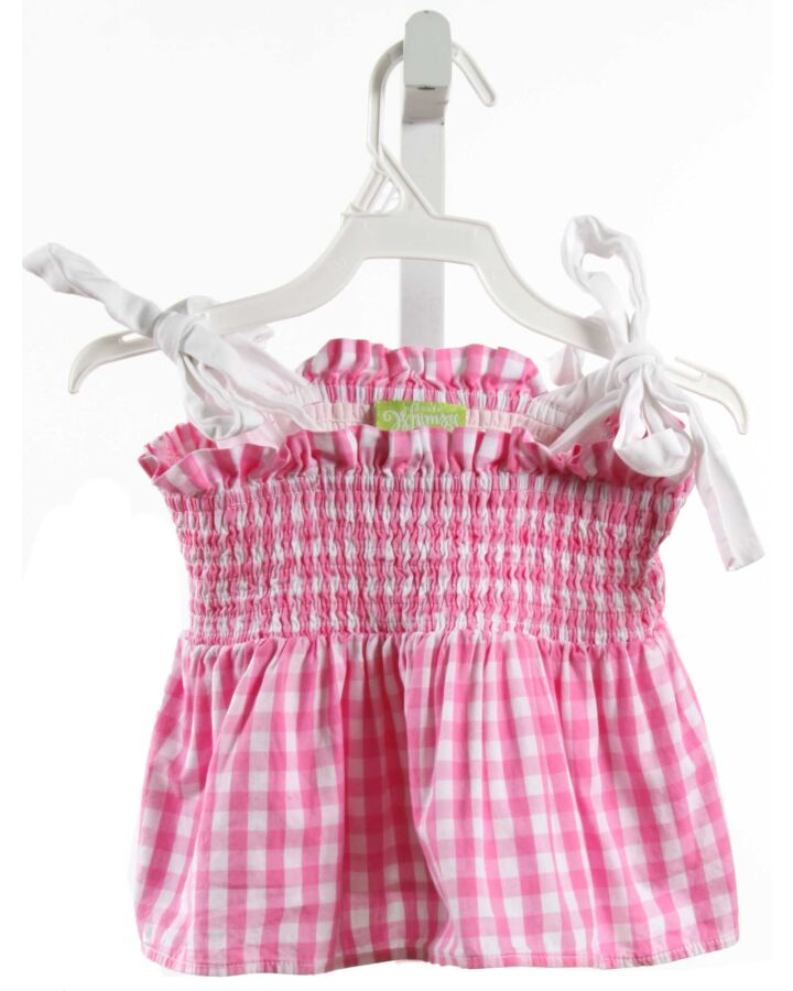 CLASSIC WHIMSY  PINK  GINGHAM SMOCKED SLEEVELESS SHIRT