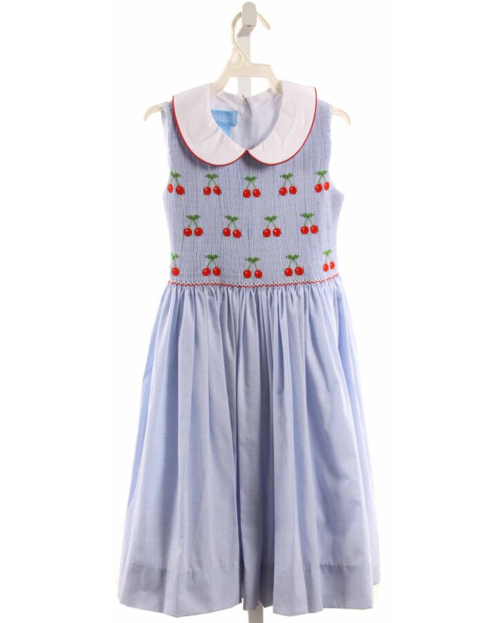 ANAVINI  LT BLUE  GINGHAM SMOCKED DRESS