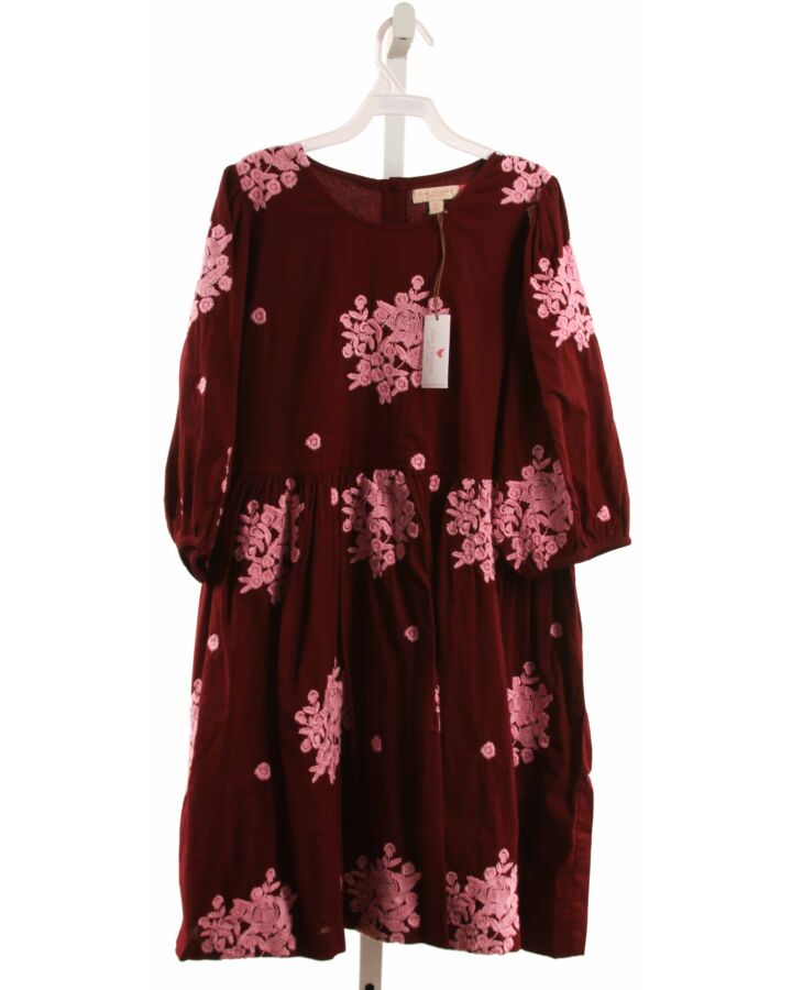 PINK CHICKEN  MAROON   EMBROIDERED DRESS