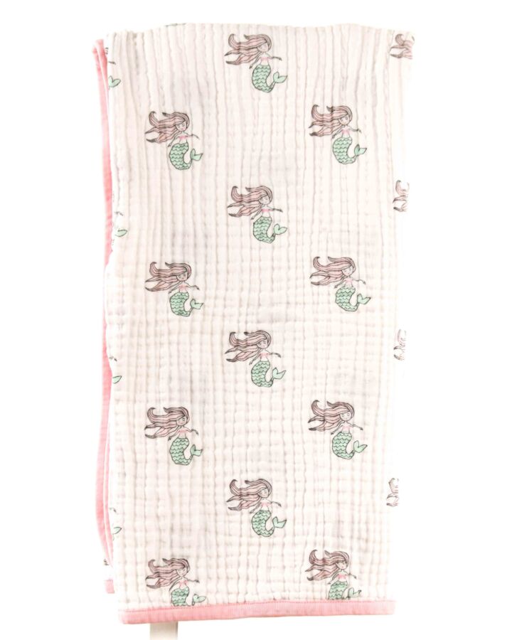 MONICA + ANDY  WHITE COTTON PRINT  BLANKET