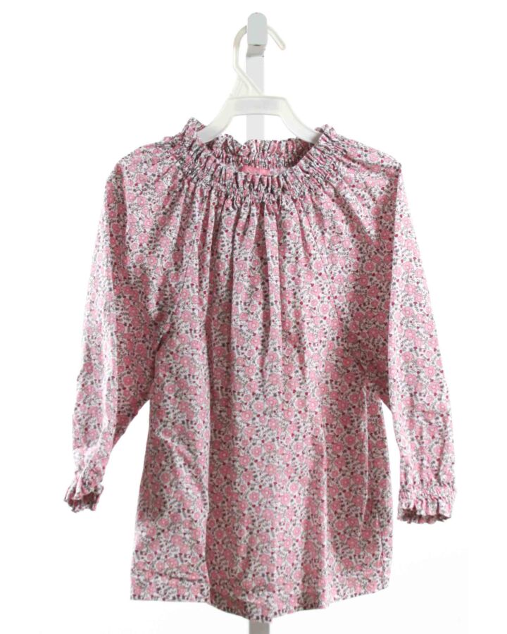 BISBY BY LITTLE ENGLISH  PINK  FLORAL SMOCKED SHIRT-LS