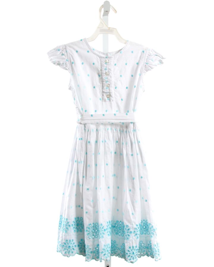 ALICE KATHLEEN  AQUA  POLKA DOT EMBROIDERED DRESS WITH EYELET TRIM