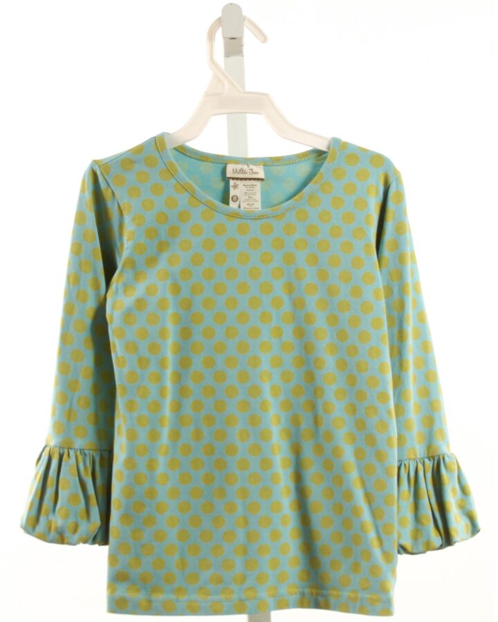 MATILDA JANE  GREEN  POLKA DOT  KNIT LS SHIRT WITH BUBBLE HEM