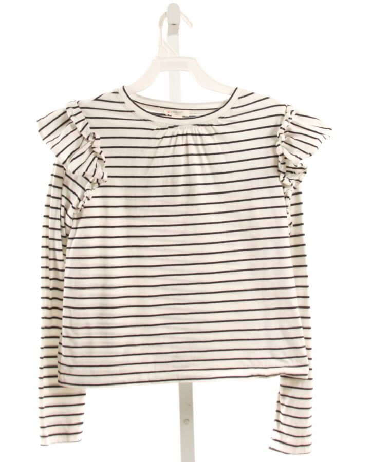 CREWCUTS  NAVY  STRIPED  KNIT LS SHIRT WITH RUFFLE