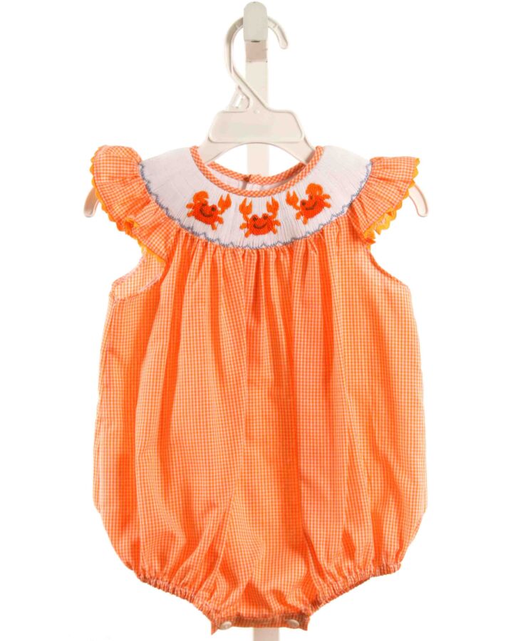 MOM & ME  ORANGE  GINGHAM SMOCKED BUBBLE