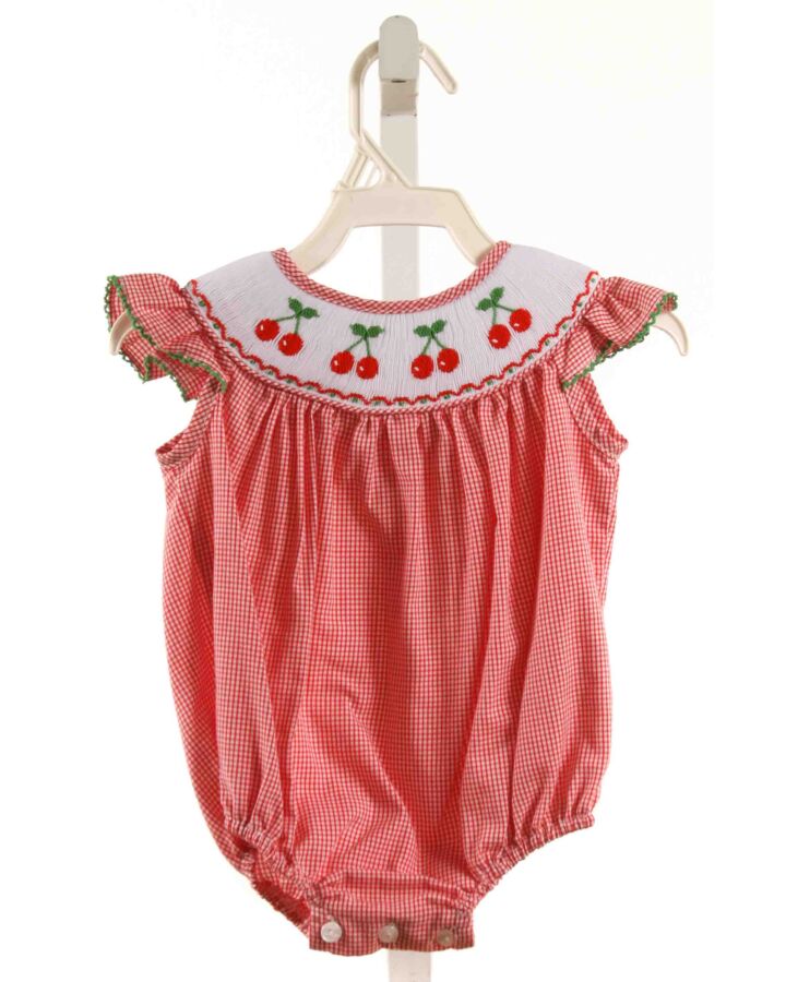 EDGEHILL COLLECTION  RED  GINGHAM SMOCKED BUBBLE