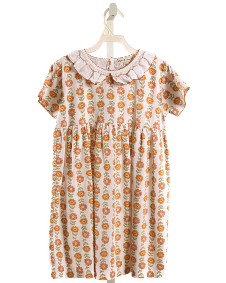 MARCO & LIZZY  ORANGE  FLORAL  KNIT DRESS WITH PICOT STITCHING