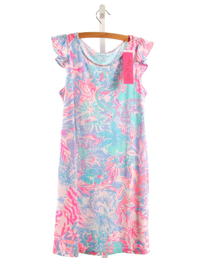 LILLY PULITZER  AQUA  FLORAL  KNIT DRESS