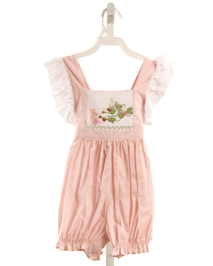 LULLABY SET  LT PINK   SMOCKED ROMPER WITH EYELET TRIM