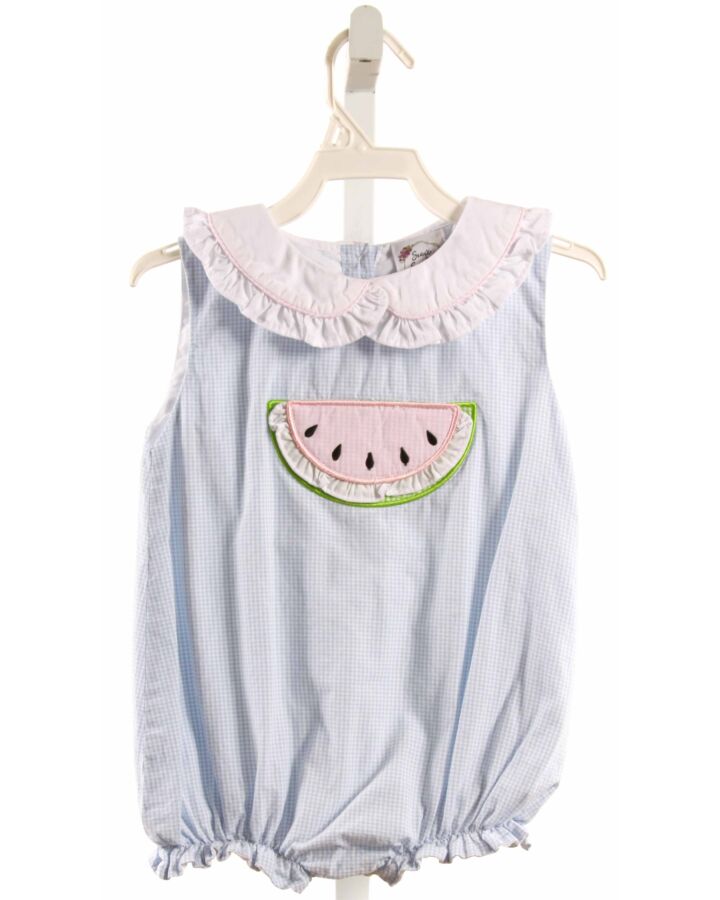 SEAUX SMOCKED  LT BLUE  GINGHAM APPLIQUED BUBBLE