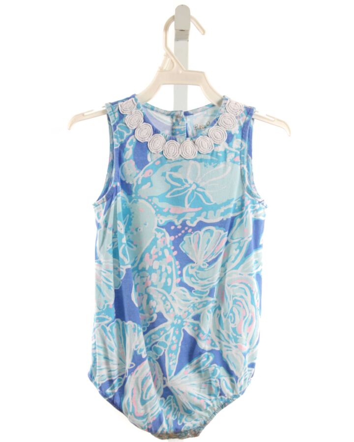 LILLY PULITZER  BLUE  FLORAL  KNIT BUBBLE