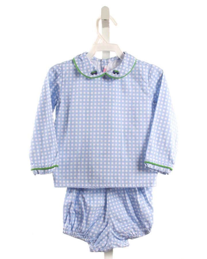 PEGGY GREEN  LT BLUE  WINDOWPANE EMBROIDERED 2-PIECE OUTFIT