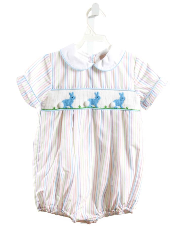 SMOCKINGBIRD  WHITE  STRIPED SMOCKED BUBBLE