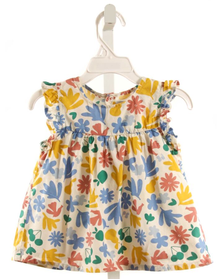 PETIT BATEAU  YELLOW  FLORAL PRINTED DESIGN SLEEVELESS SHIRT