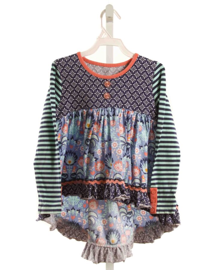 SERENDIPITY  BLUE  FLORAL PRINTED DESIGN SHIRT-LS