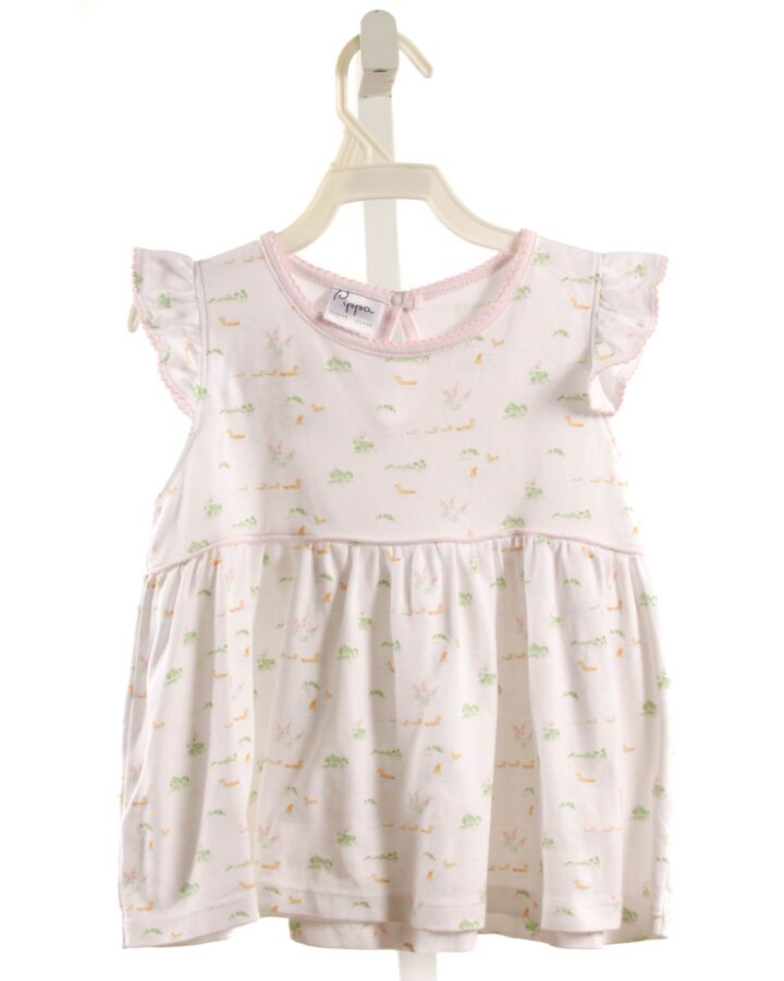 PIPPA LAYETTE + LOUNGE  PINK   PRINTED DESIGN SLEEVELESS SHIRT WITH PICOT STITCHING