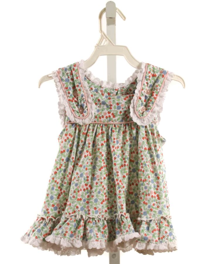 SHRIMP & GRITS  GREEN  FLORAL  SLEEVELESS SHIRT WITH EYELET TRIM