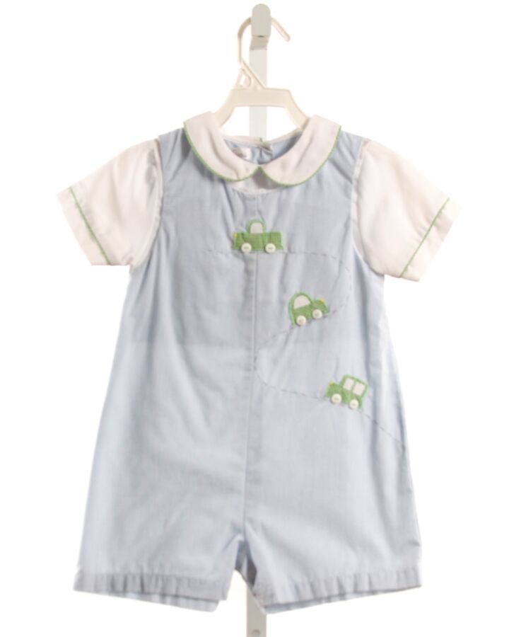 PETIT AMI  LT BLUE  GINGHAM APPLIQUED SHORTALL