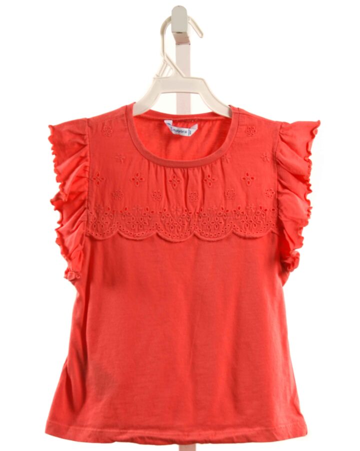 MAYORAL  PINK    SLEEVELESS SHIRT WITH EYELET TRIM