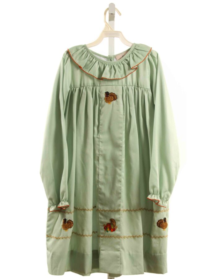 SMOCKINGBIRD  GREEN   EMBROIDERED DRESS WITH PICOT STITCHING