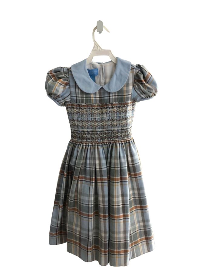 ANAVINI  BLUE  PLAID SMOCKED DRESS