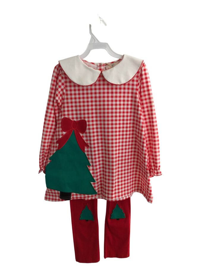 SMOCKINGBIRD  RED  GINGHAM  2-PIECE OUTFIT WITH PICOT STITCHING
