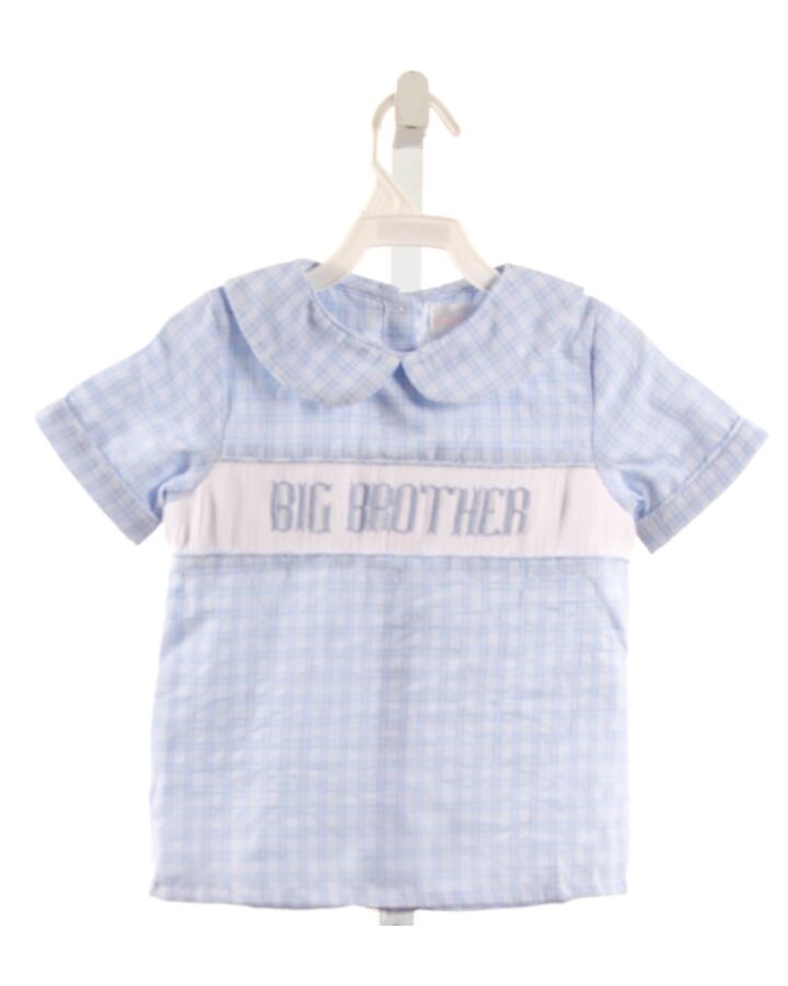 CECIL & LOU  BLUE  PLAID SMOCKED SHIRT-SS