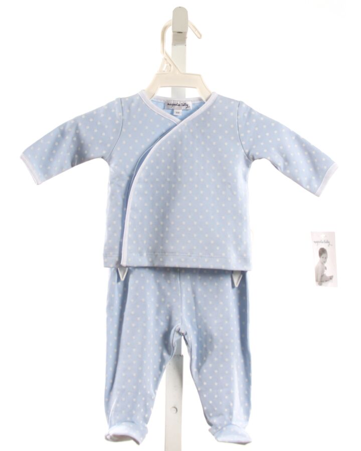 MAGNOLIA BABY  BLUE KNIT POLKA DOT  2-PIECE OUTFIT