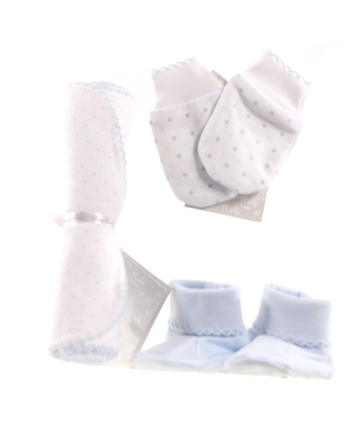 KISSY KISSY  BLUE  POLKA DOT  BLANKET WITH PICOT STITCHING