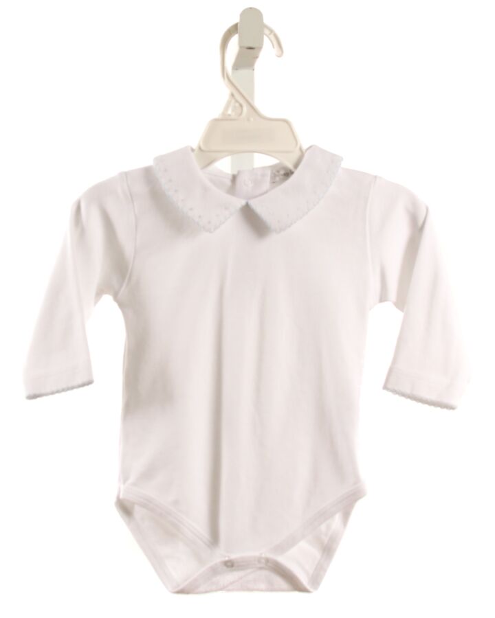 KISSY KISSY  WHITE    KNIT LS SHIRT WITH PICOT STITCHING