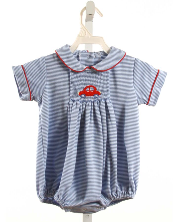 ZUCCINI  BLUE KNIT STRIPED SMOCKED BUBBLE