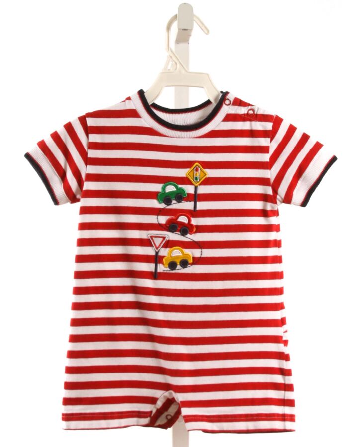 FLORENCE EISEMAN  RED KNIT STRIPED  SHORTALL